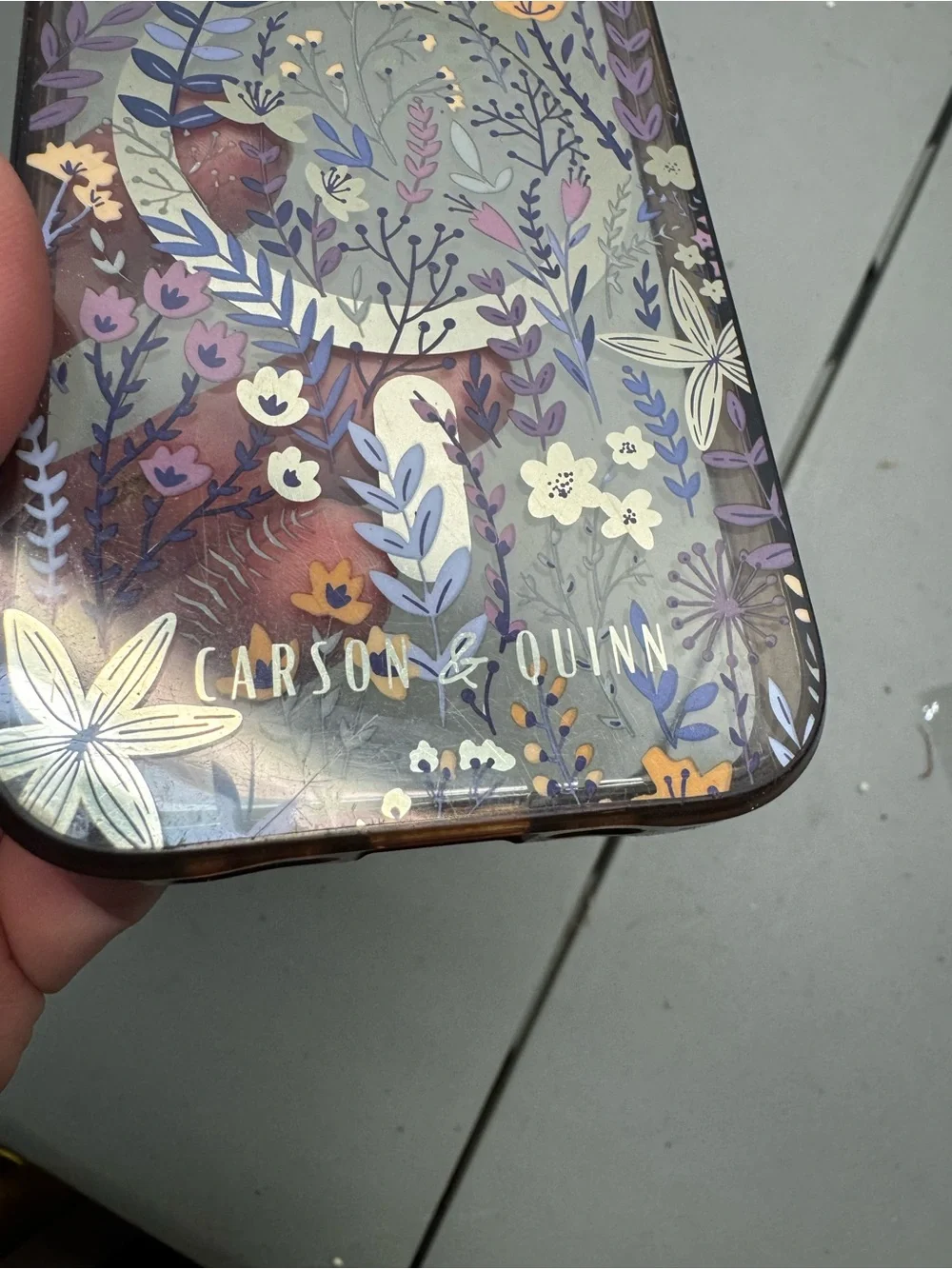 Clear Floral MagSafe-Compatible Phone Case with‎ White Accents